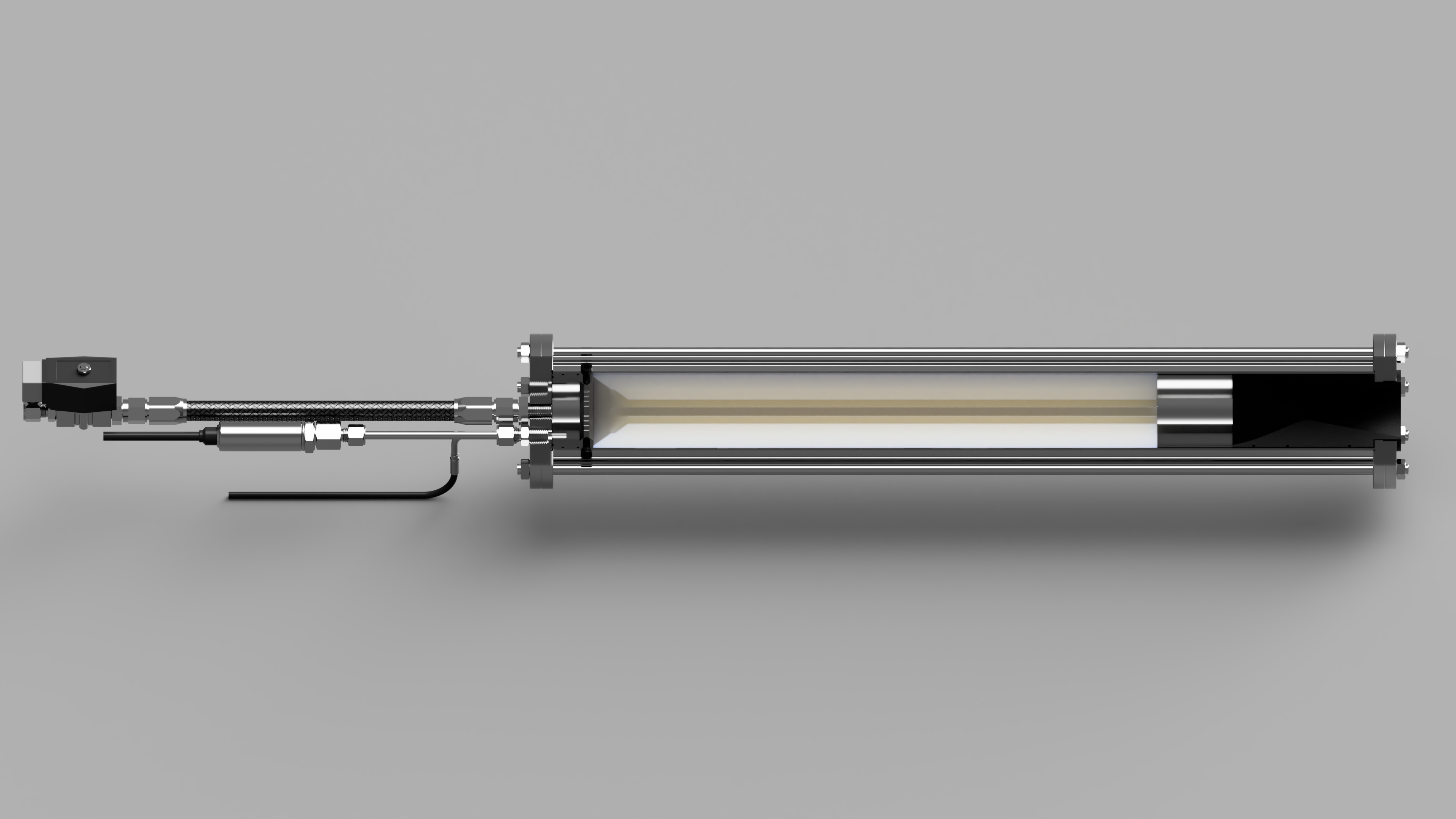 Cutaway
                    of the complete engine assembly
